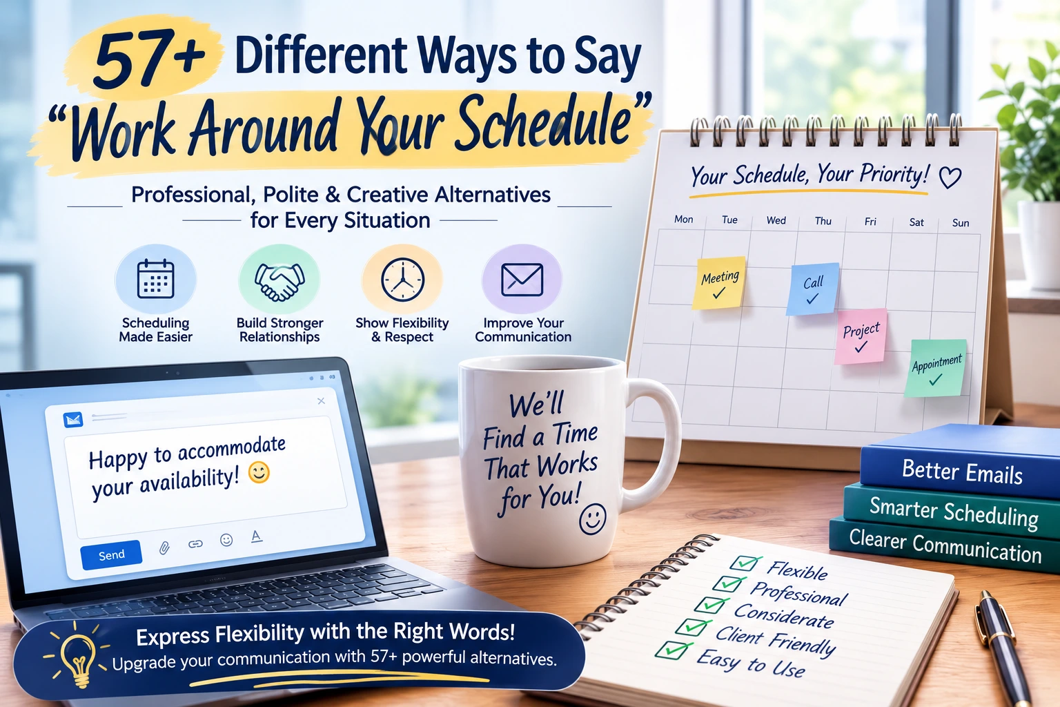 different ways to say work around your schedule