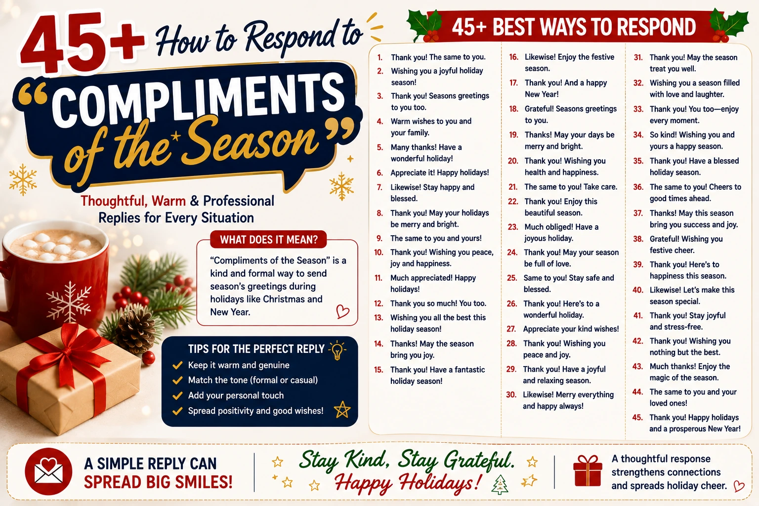 how to respond to compliments of the season