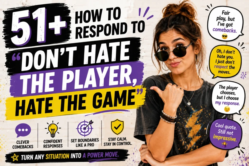 how to respond to dont hate the player hate the game