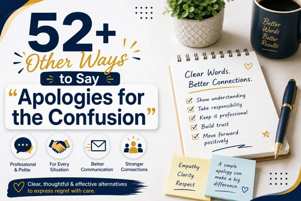 other ways to say apologies for the confusion