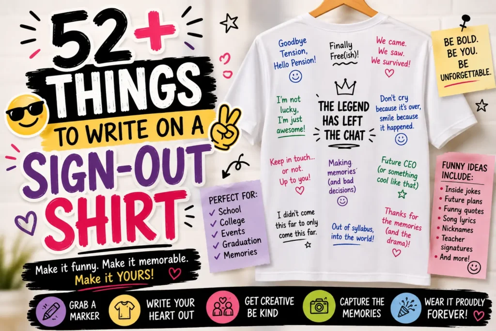things to write on a sign out shirt