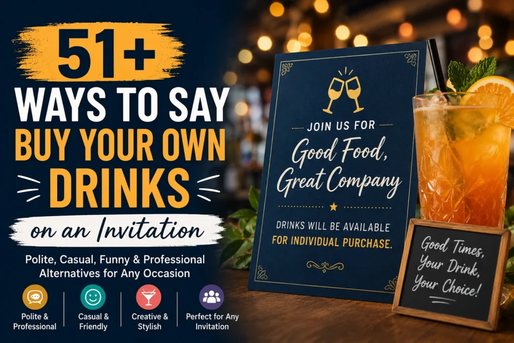 ways to say buy your own drinks on an invitation