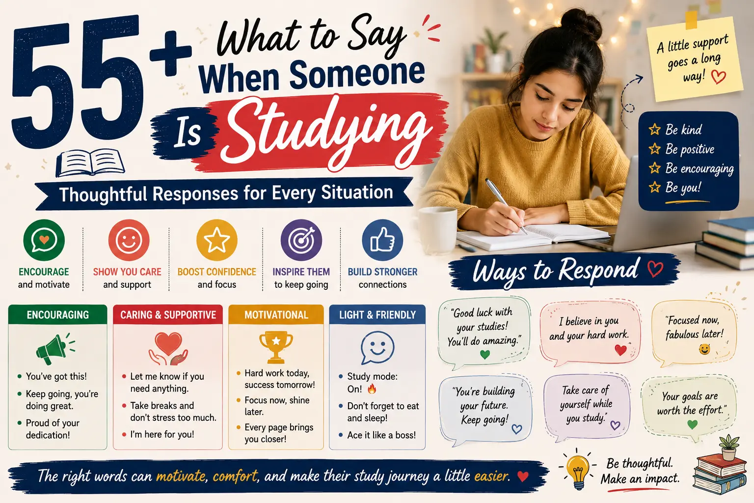 what to say when someone is studying