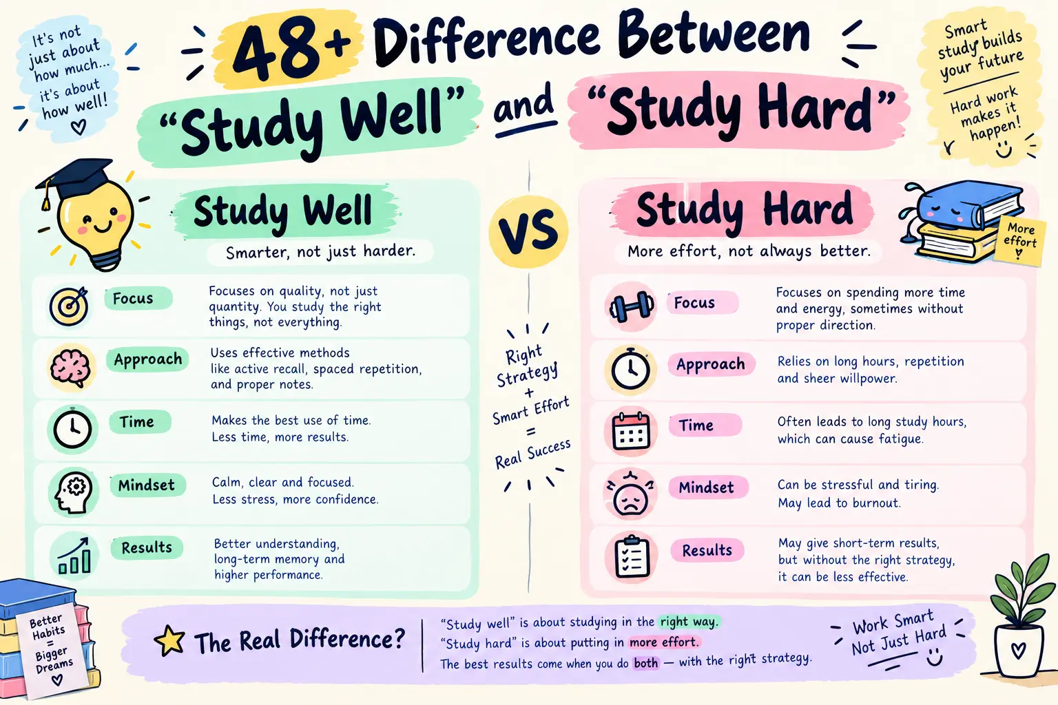 difference between study well and study hard