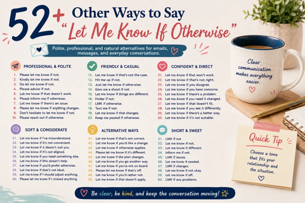 other ways to say let me know if otherwise