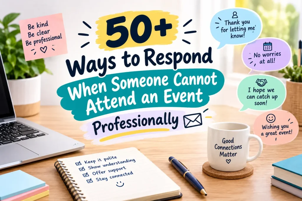 respond someone who cannot attend an event professionally