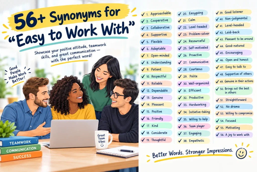 synonyms for easy to work with