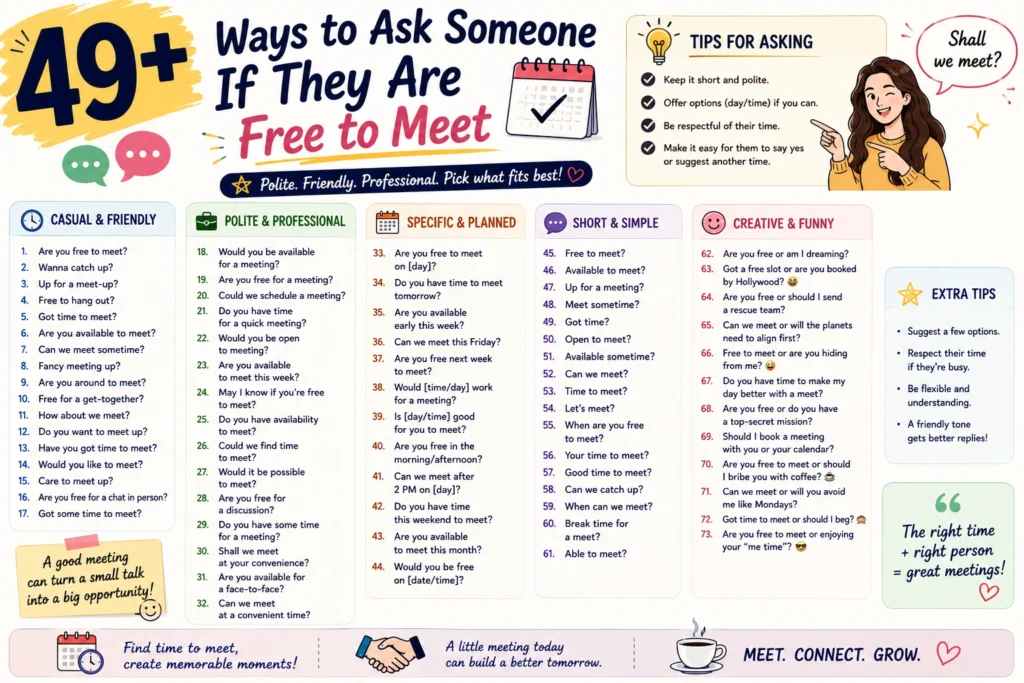 ways to ask someone if they are free to meet
