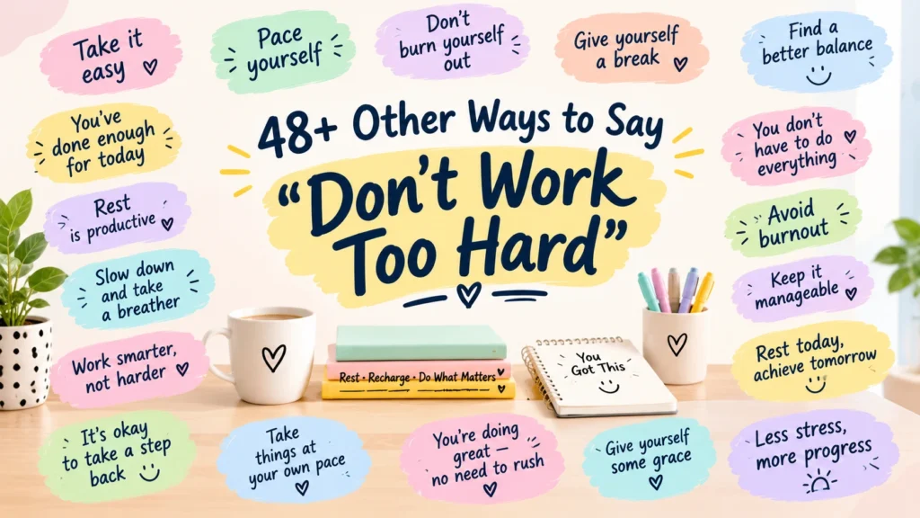 other ways to say dont work too hard